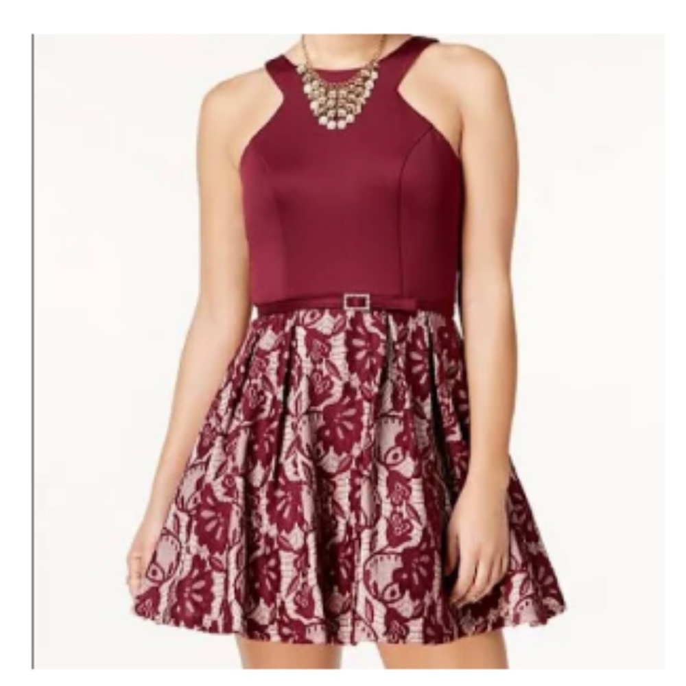 Crystal Doll fit and flare dress with belt